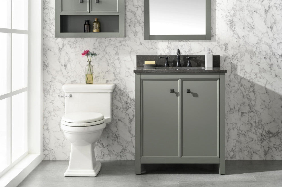 30" Single Sink Vanity Cabinet, Pewter Green