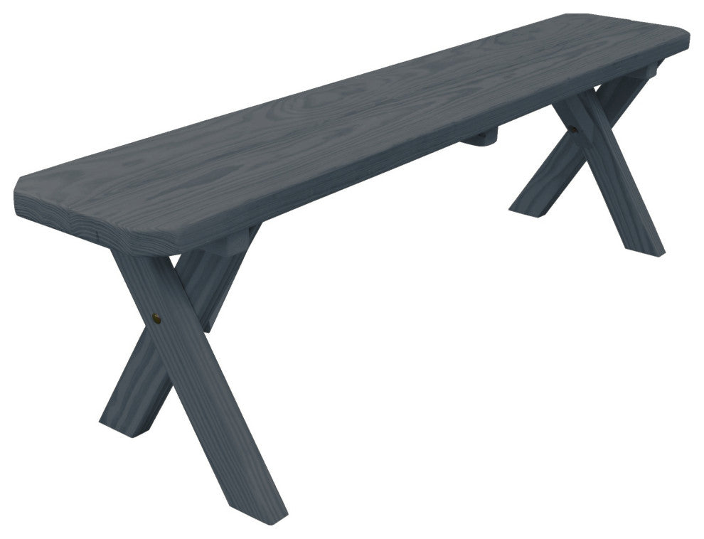 Cedar Cross-Leg Bench, Charcoal Stain, 5 Foot