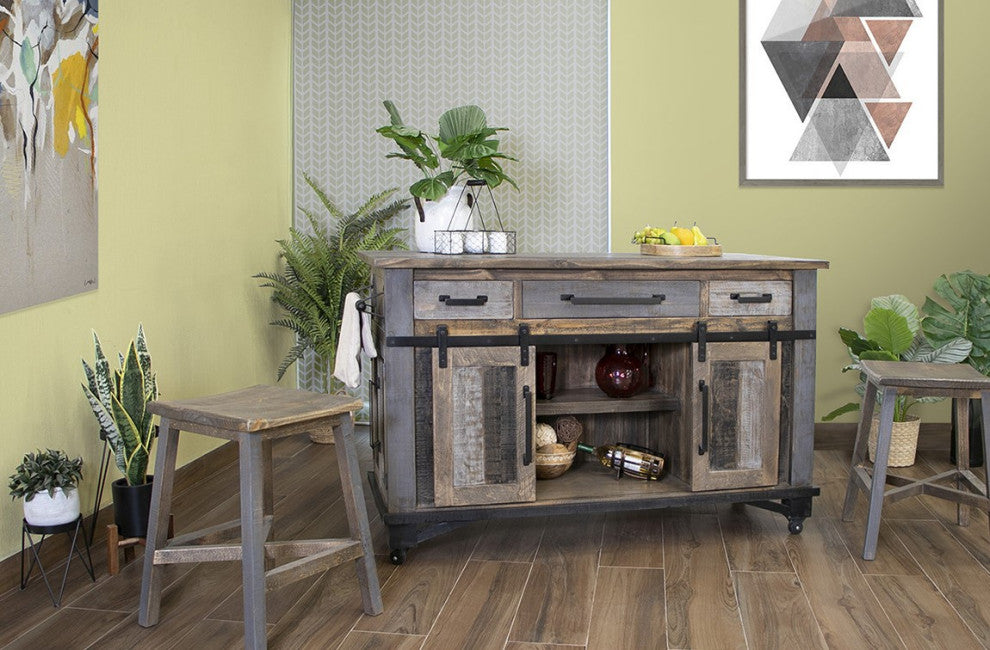 Greenview Loft Rustic Modern Kitchen Island, Kitchen Island Only