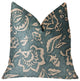 Elsi Pom Blue and Beige Luxury Throw Pillow, 22"x22"