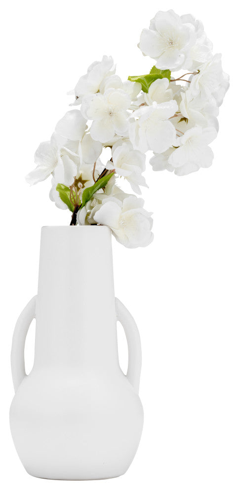 Ceramic 8", Vase, Handles, White