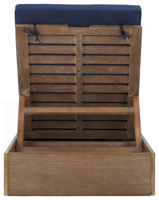 Safavieh Couture Vincent Wood Chaise Lounge Chair, Natural/Navy