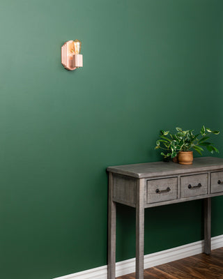 Deco Rectangle Wall Sconce, Gloss Blush, Polished Brass