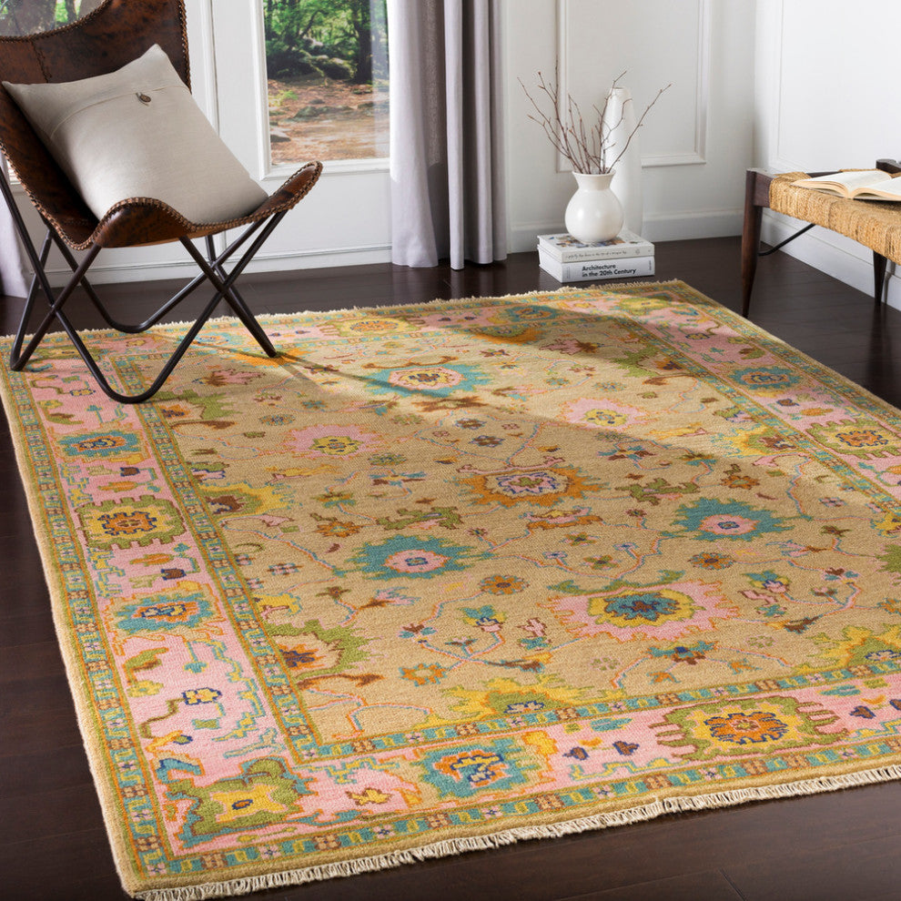 Surya Hillcrest HIL-9004 Traditional Area Rug, Tan, 2' x 3' Rectangle