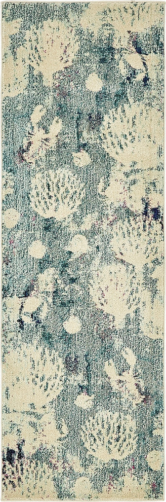Unique Loom Light Blue Seashell Positano 2'' 2x6'' 7 Runner Rug