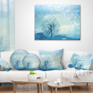 Close Up White Dandelion With Filter Flower Throw Pillow, 16"x16"