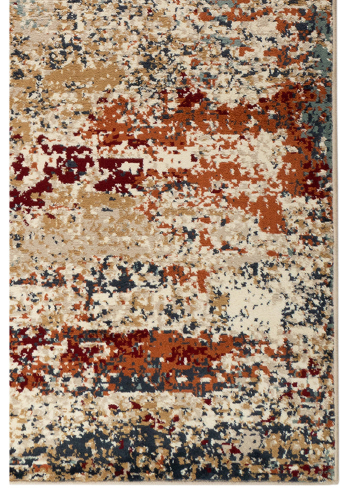 Athinai Bastia Orange Abstract Area Rug, 7'9"x9'9"