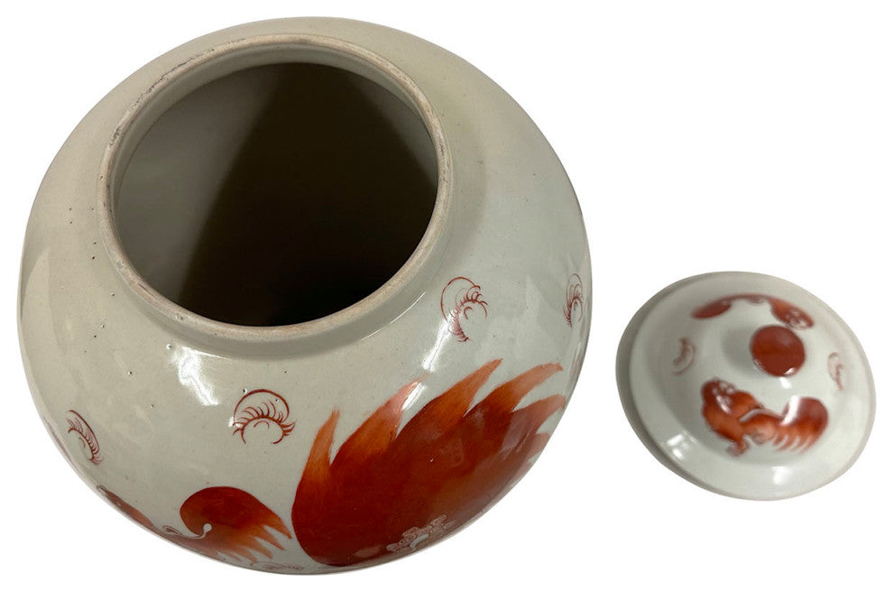 Consigned Early 20th Century Chinese Hand Painted FooDog Ginger Jar