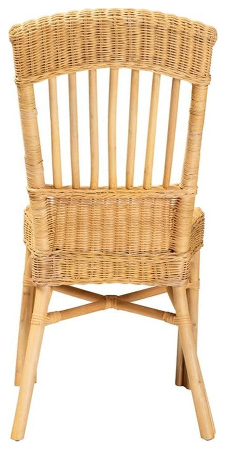 Barito Modern Bohemian Natural Brown Rattan Dining Chair