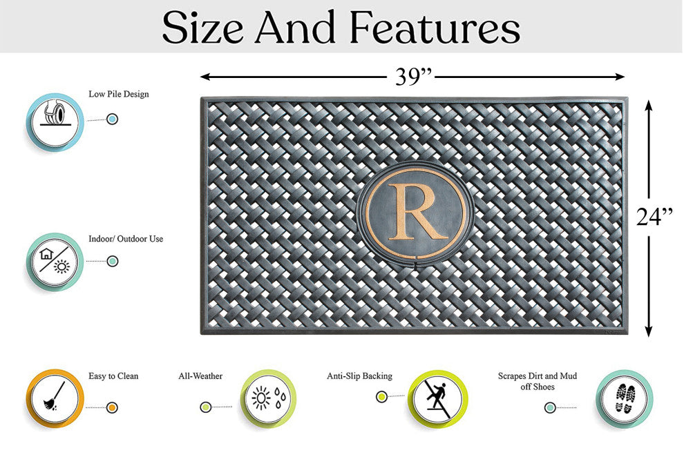 A1HC 100% Rubber Monogrammed Heavy Duty Durable Doormat 24"x39"�, R