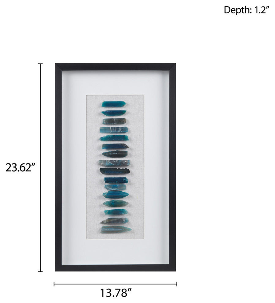 INK+IVY Cerulean Stones Framed Blue Agate Shadowbox Wall Decor Panel