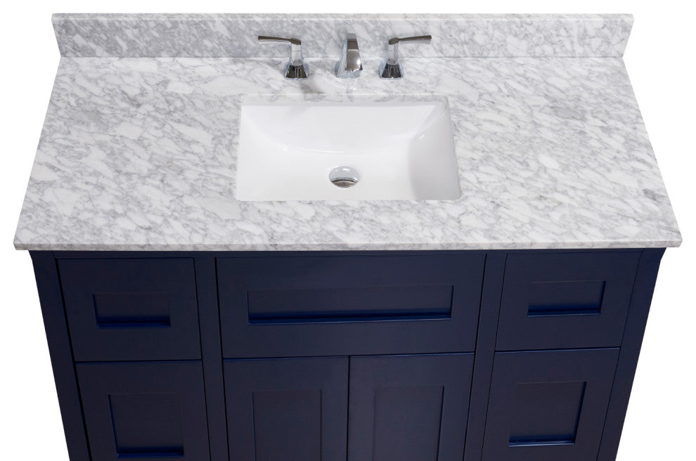 Oristano Natural Marble Vanity Top With White Sink, 48"