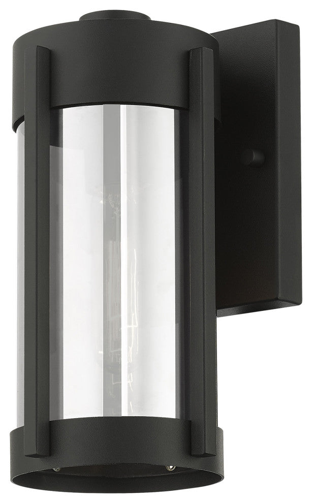 Livex Sheridan 1 Light Black/Brushed Nickel Candles Small Outdoor Wall Lantern