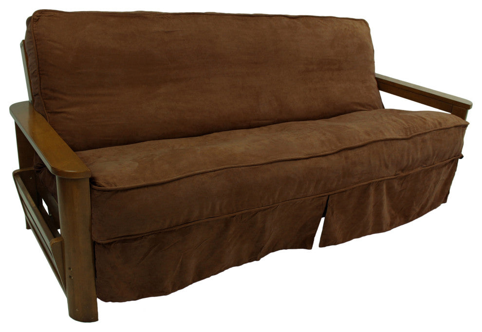 Solid Microsuede 8 to 9" Full Futon Slipcover, Chocolate
