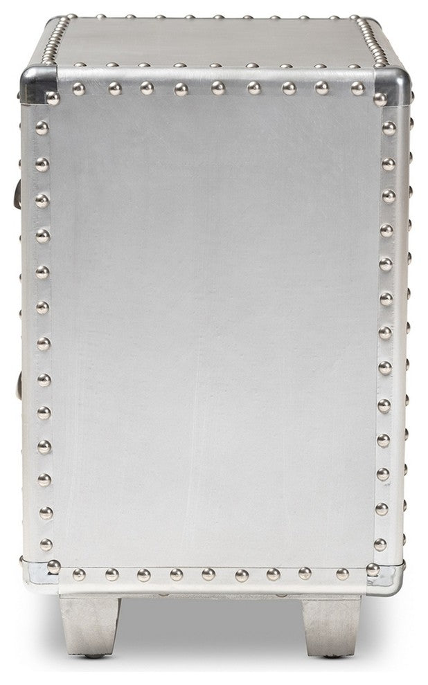 High Industrial Style Metal Nightstand, 19"