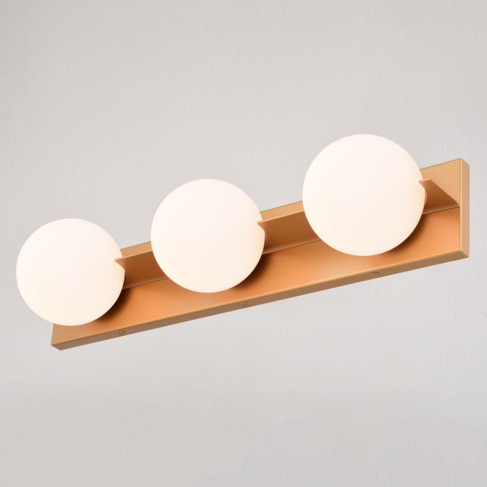 Parkview 3 Light Gold Brass Mid-Century Modern Bathroom Vanity Wall Fixture