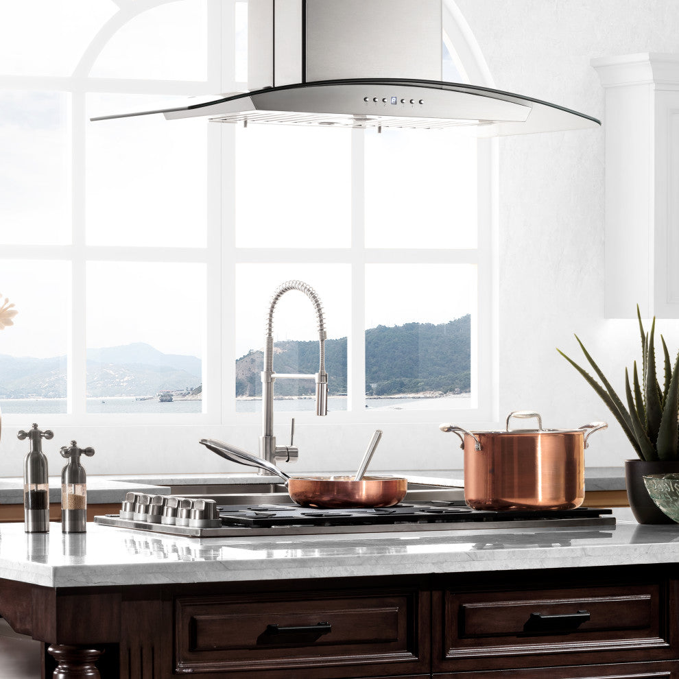 ZLINE 36" Dropin Gas Stovetop with 6 Gas Burners and Black Porcelain Top