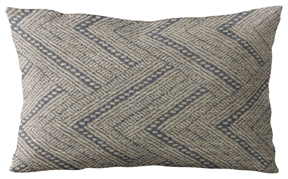 Plutus Blue Triangle Chevron Luxury Throw Pillow, 22"x22"