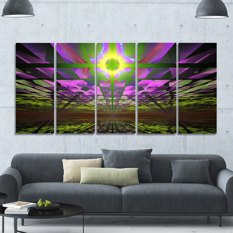 Fractal Cosmic Apocalypse, Abstract Art on Canvas, 60"x28", 5 Panels
