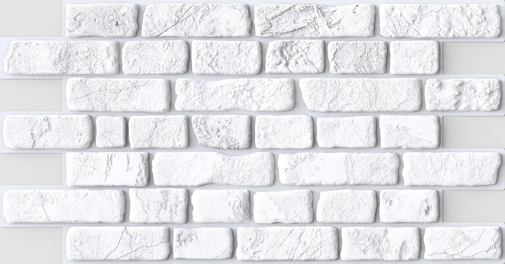 White Bricks 3D Wall Panels, Set of 10, Covers 51 Sq Ft