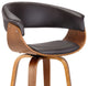 Julyssa Mid-Century Swivel Stool, Faux Leather, Brown/Walnut, Bar Height 30"