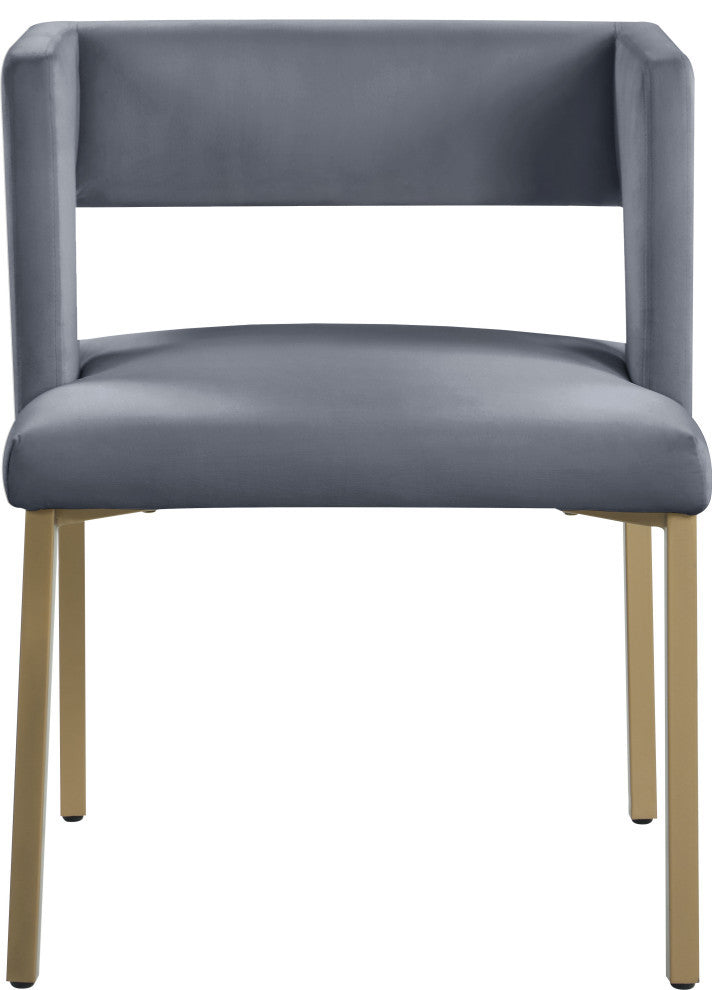 The Caleb Dining Chair, Cream and Brushed Gold, Velvet and Iron, Set of 2