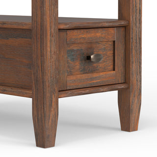 Warm Shaker Solid Wood 14" Rustic Narrow Side Table, Distressed Charcoal Brown