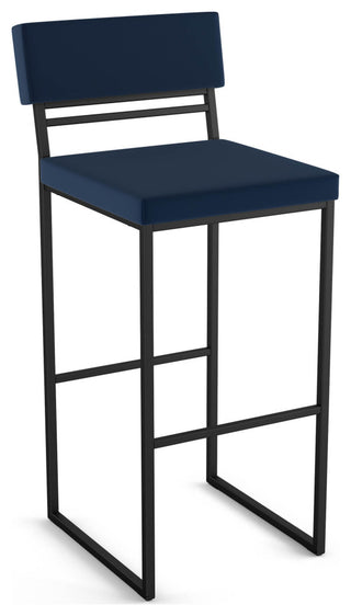 Amisco Everly Counter and Bar Stool, Blue Polyurethane / Black Metal, Bar Height