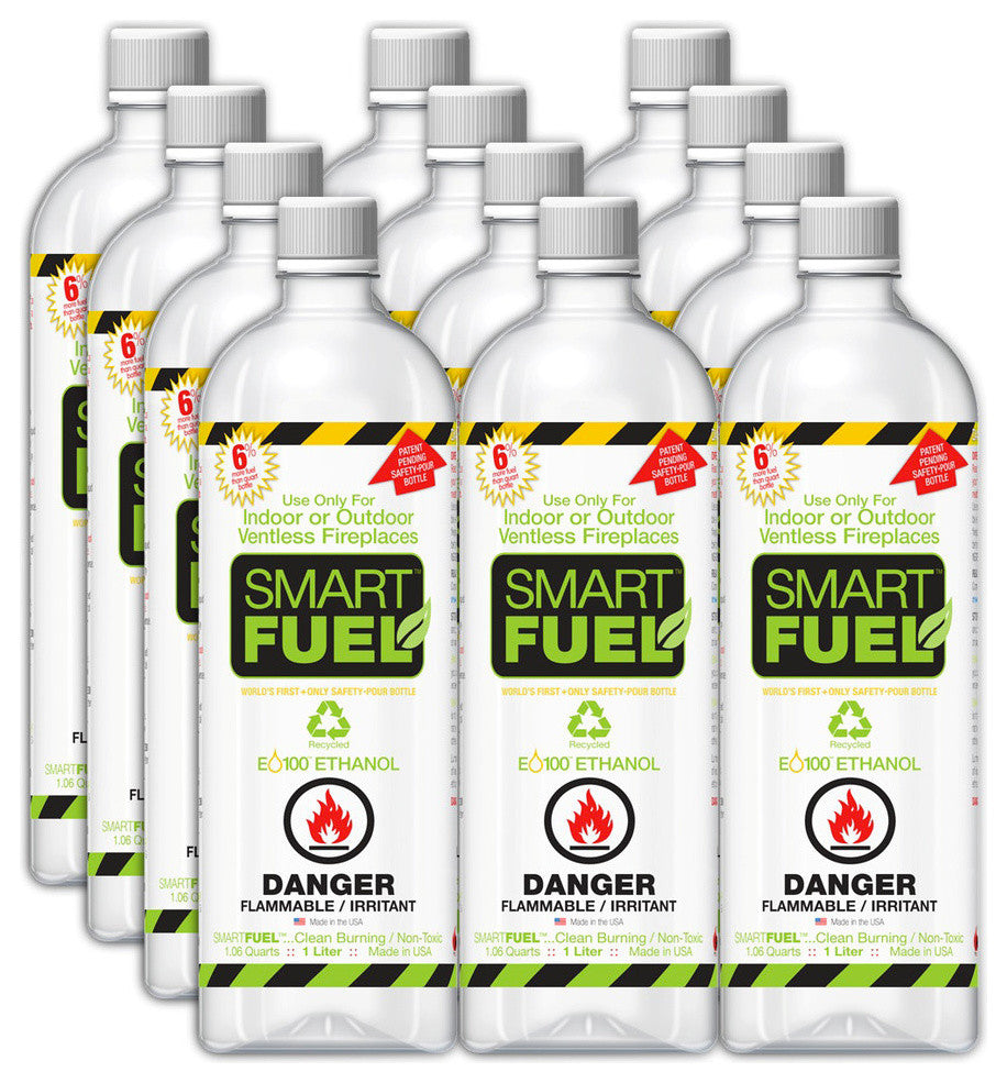 Smart Fuel Liquid Bio-Ethanol Fuel 12 Pack Liter Bottles