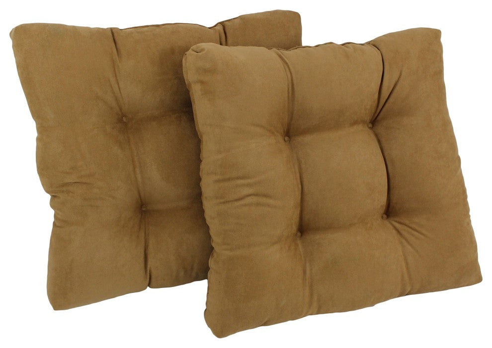 19" Squared Microsuede Tufted Dining Chair Cushion, Set of 2, Brown