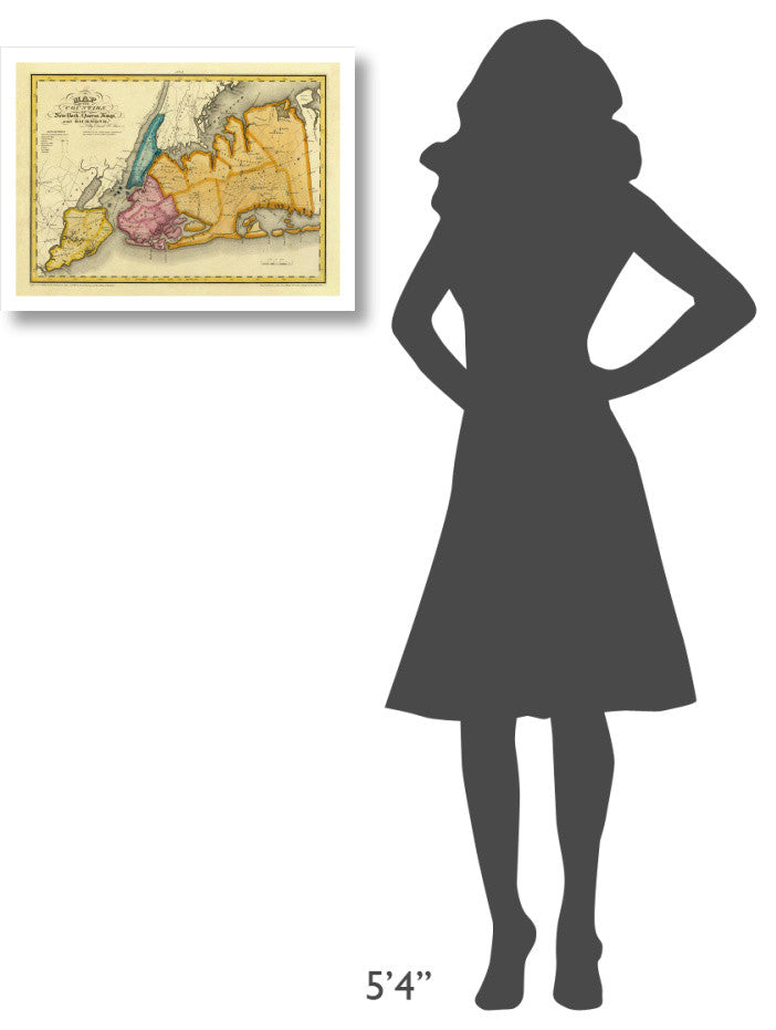 "New York, Queens, Kings, Richmond counties, 1829" Paper Art, 24"x18"