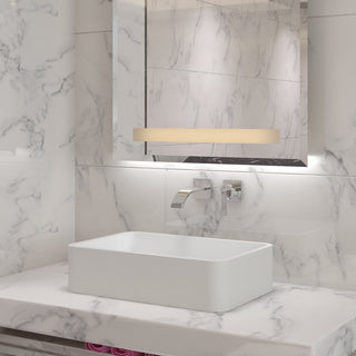 ADM Rectangular Countertop Vessel Sink, White, 24", Matte White