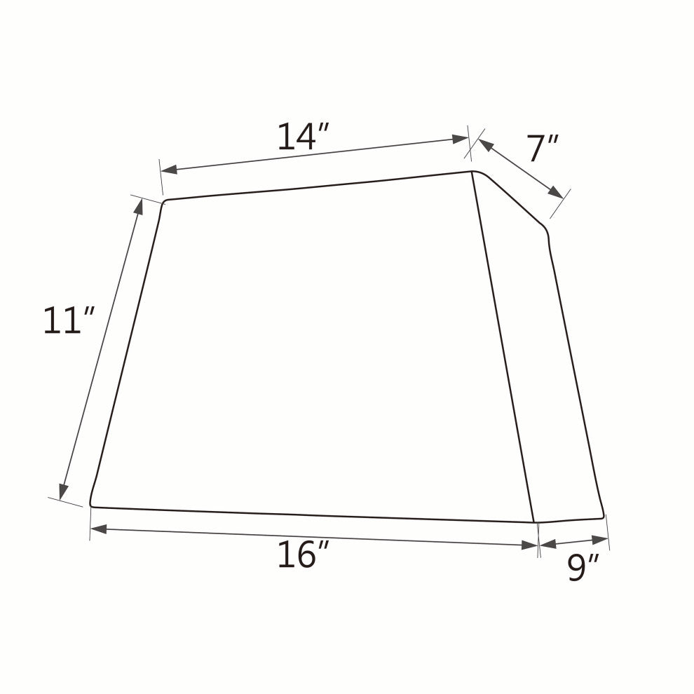 36061 Rectangle Hardback Shaped Spider Lamp Shade, Black, 7"+14"x(9"+16"x11"