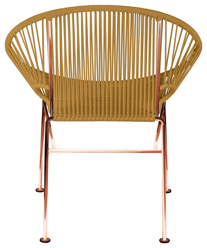 Concha Indoor/Outdoor Handmade Dining Chair, Gold Weave, Copper Frame