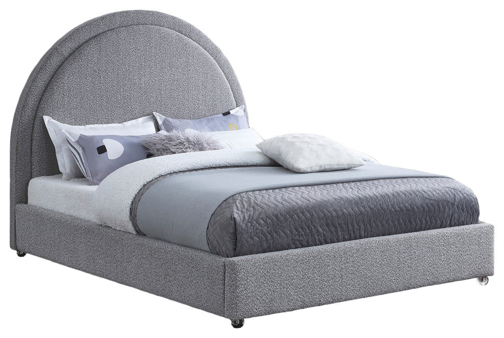 Milo Velvet Upholstered Bed, Gray, Full