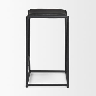 Taniel Black Leather With Black Metal Counter Stool