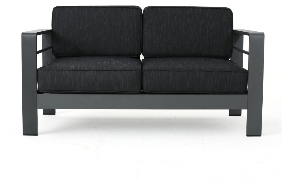Crested Bay Outdoor Aluminum Loveseat, Gray + Dark Gray
