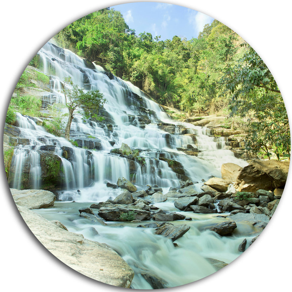 Maeyar Waterfall, Landscape Photography Disc Metal Artwork, 23"