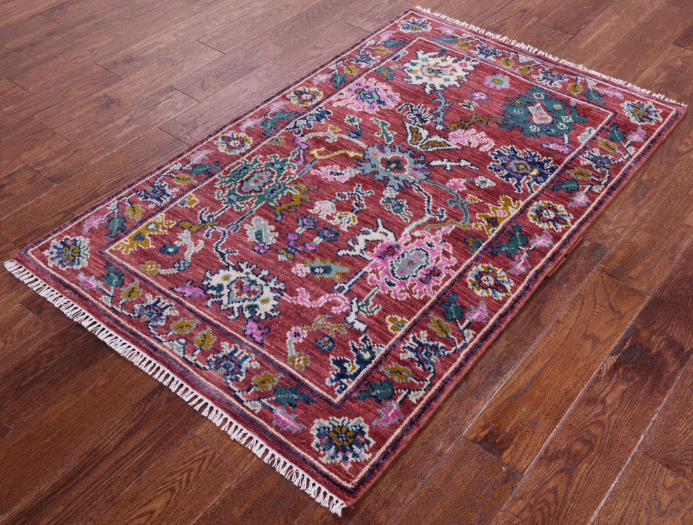 3' 1" X 4' 11" Hand Knotted Turkish Oushak Wool Rug - Q15902