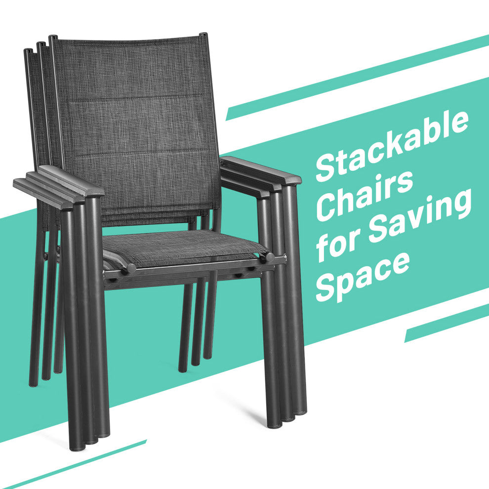 Costway Set of 8 Patio Dining Chair Stackable Padded Armrest No Assembly