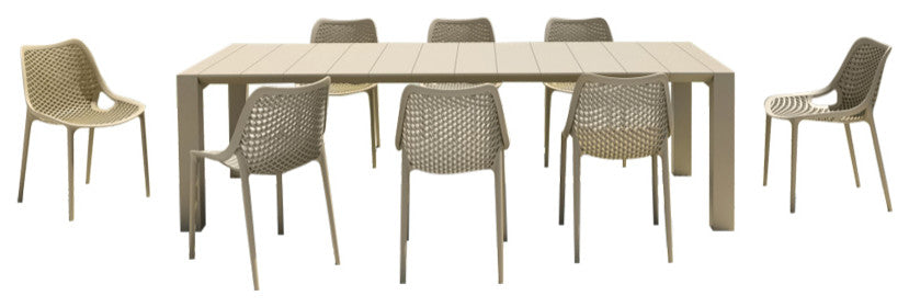Air Extension Dining Set 9-Piece Taupe
