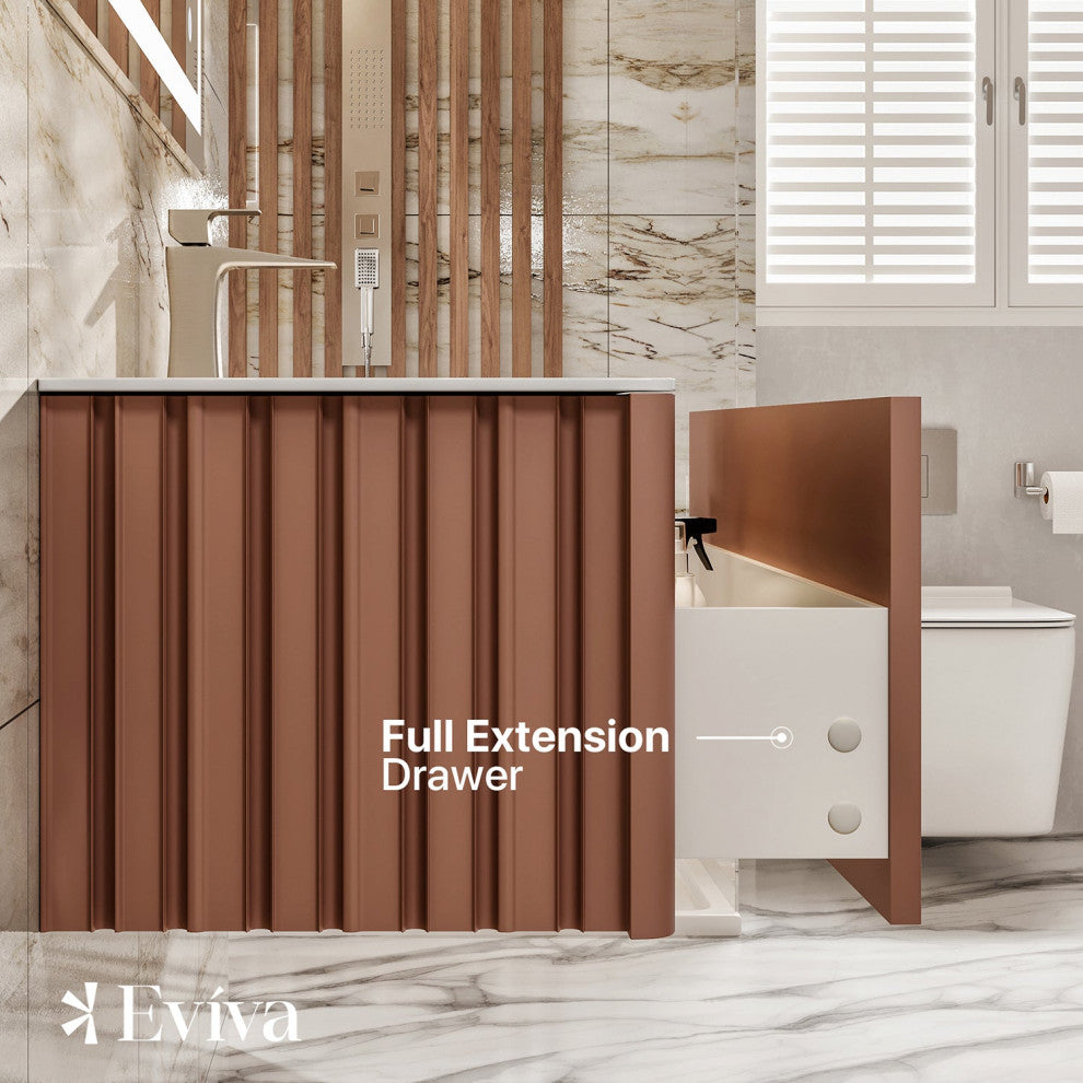 Eviva Dolce Vita 48 Blush Wall Mount Vanity With Solid Surface Integrated Sink