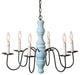 Irvins Country Tinware Gettysburg Chandelier in Misty Blue - 6 Light