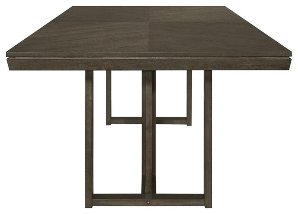 Coaster Kelly 7-piece Wood Rectangular Dining Table Set in Beige and Dark Gray