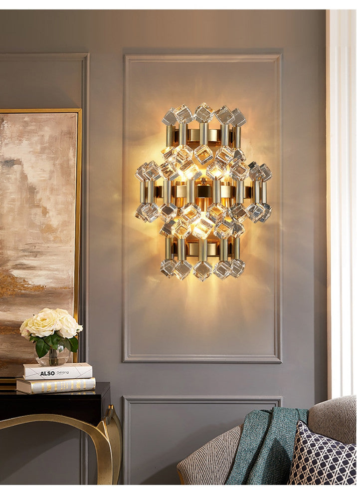 Coruna | Modern colorful design sconce for bedroom, Cube Crystal