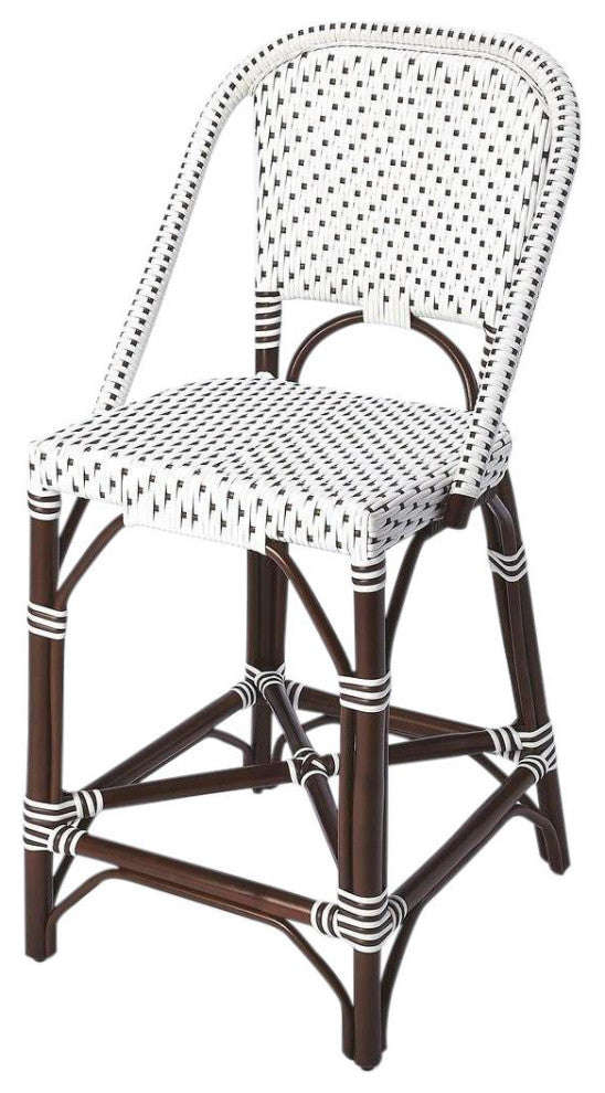 Counter Chair Stool Contemporary Brown Distressed Rattan Pe Plastic