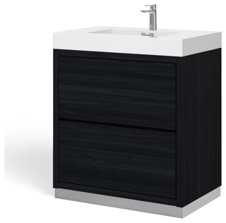 Boutique Bath Vanity, Black, 30", Single Sink, Freestanding