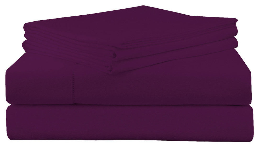 Pointehaven 200 GSM Flannel Sheet Set, Plum, King