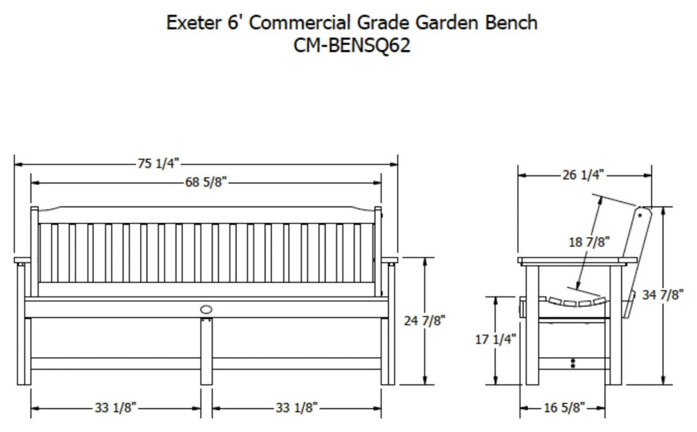The Sequoia Professional Commercial Grade Exeter 6' Garden Bench, Rustic Red