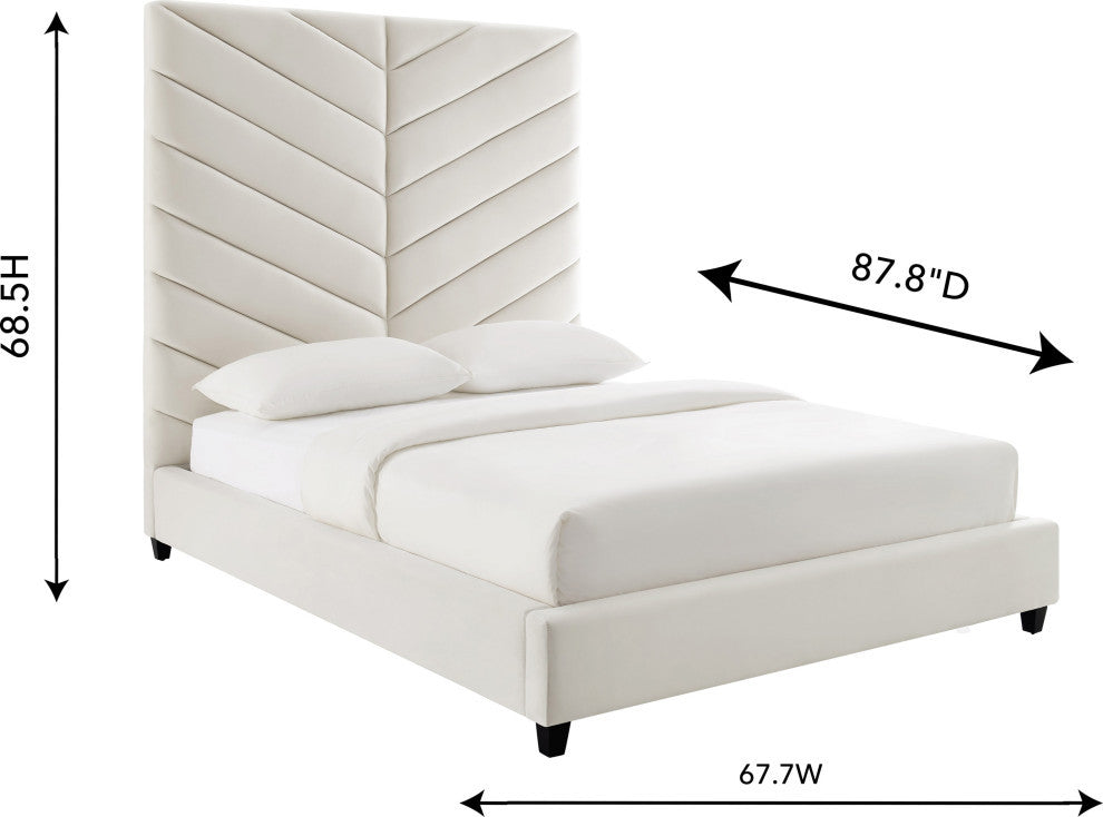 TOV Furniture Javan Cream Velvet Bed in Queen